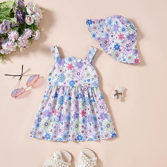 Vestido para bebé recién nacida niña pequeña Vestido para niña pequeña de cuello halter sin mangas con flores Vestido de verano para niña de espalda abierta Vestidos de verano para niña - Imagen 2